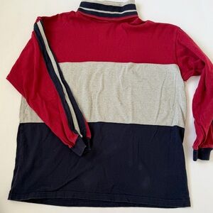 VINTAGE Lands' End Red, Navy and Gray Cotton Long Sleeve Shirt
